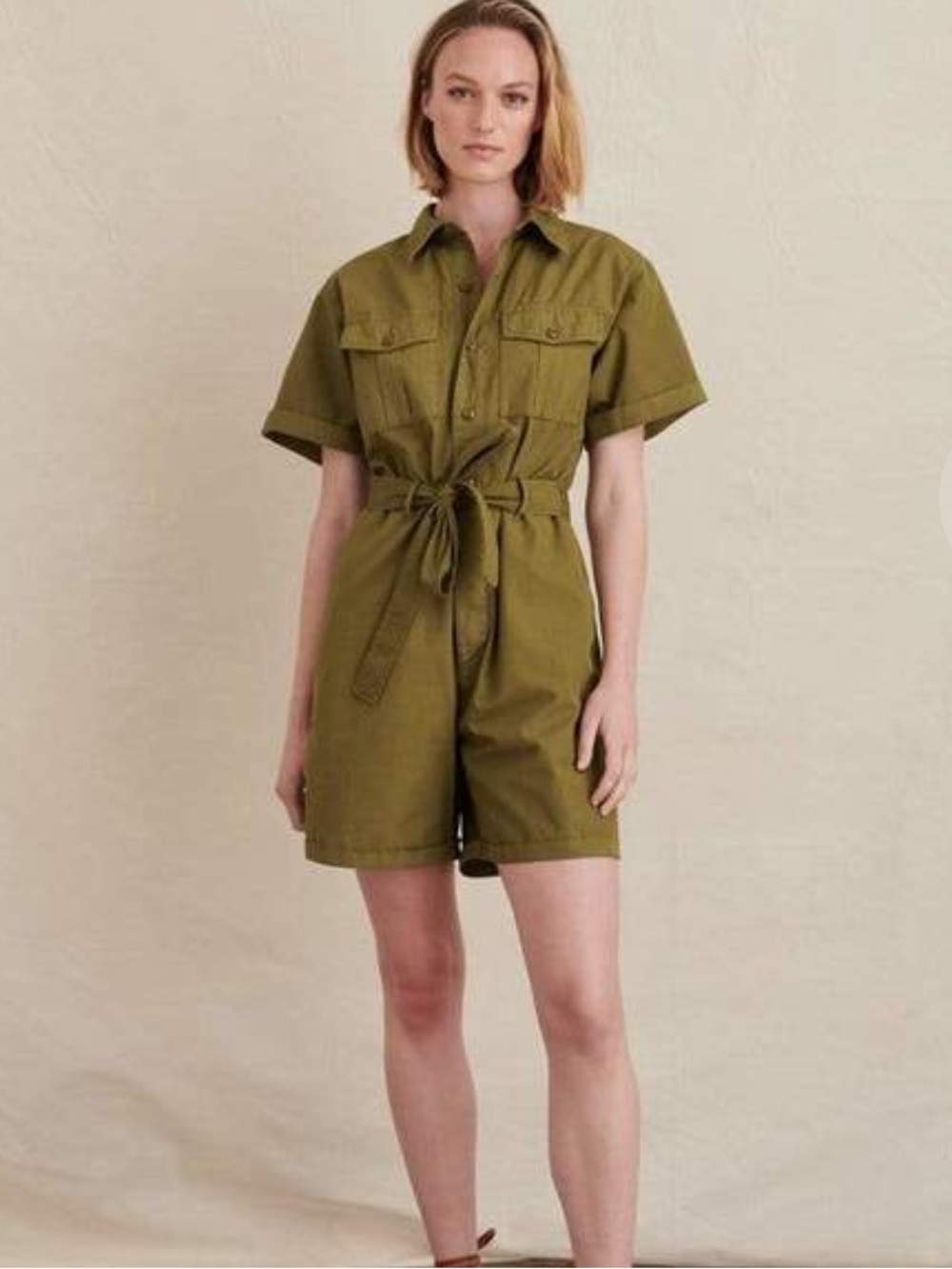 Alex Mill safari short jumpsuit in golden olive women’s small EUC